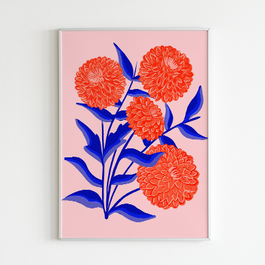 Red Dahlias Art Print