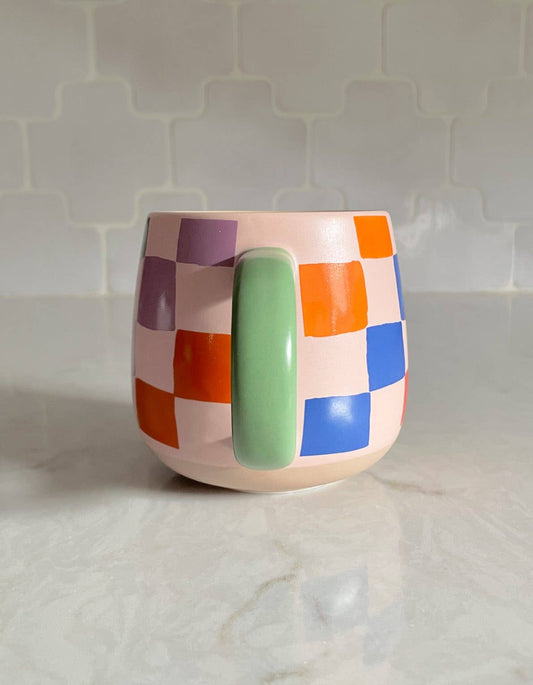 Ceramic Mug in Rainbow Checks