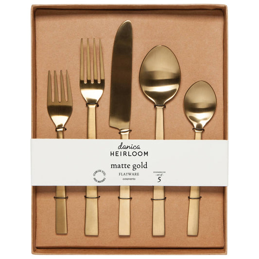 Matte Gold Edge Flatware (Set of 5)