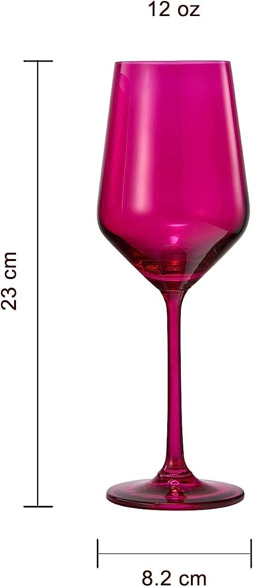 Hot Pink Crystal Wine Glasses (Set of 2 )
