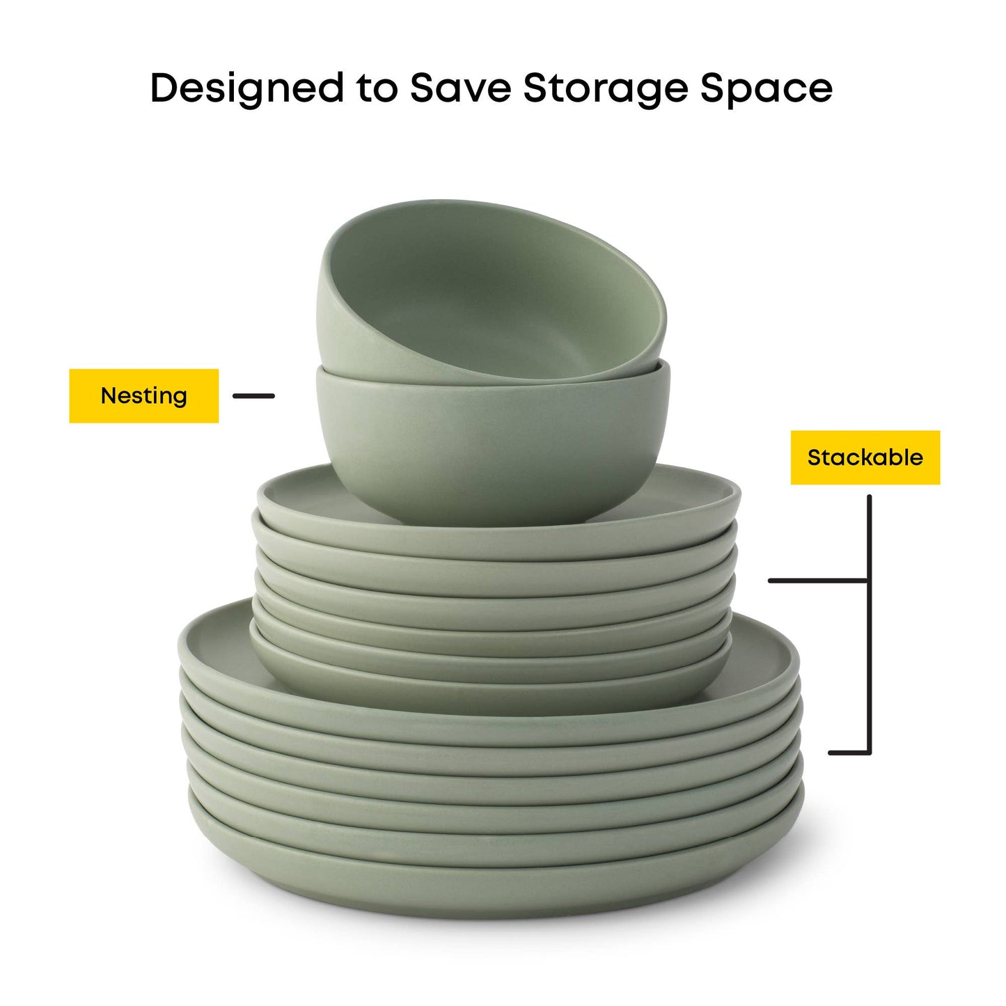 Matte Black 18-Piece Stoneware Dinnerware Set