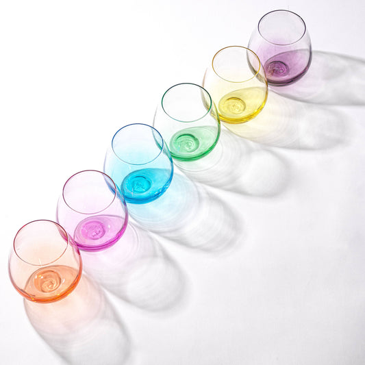 Stemless Colorful Wine Glasses (Set of 6)