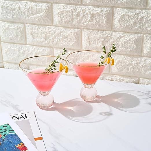 Bubble Blush Martini Glasses (Set of 2)