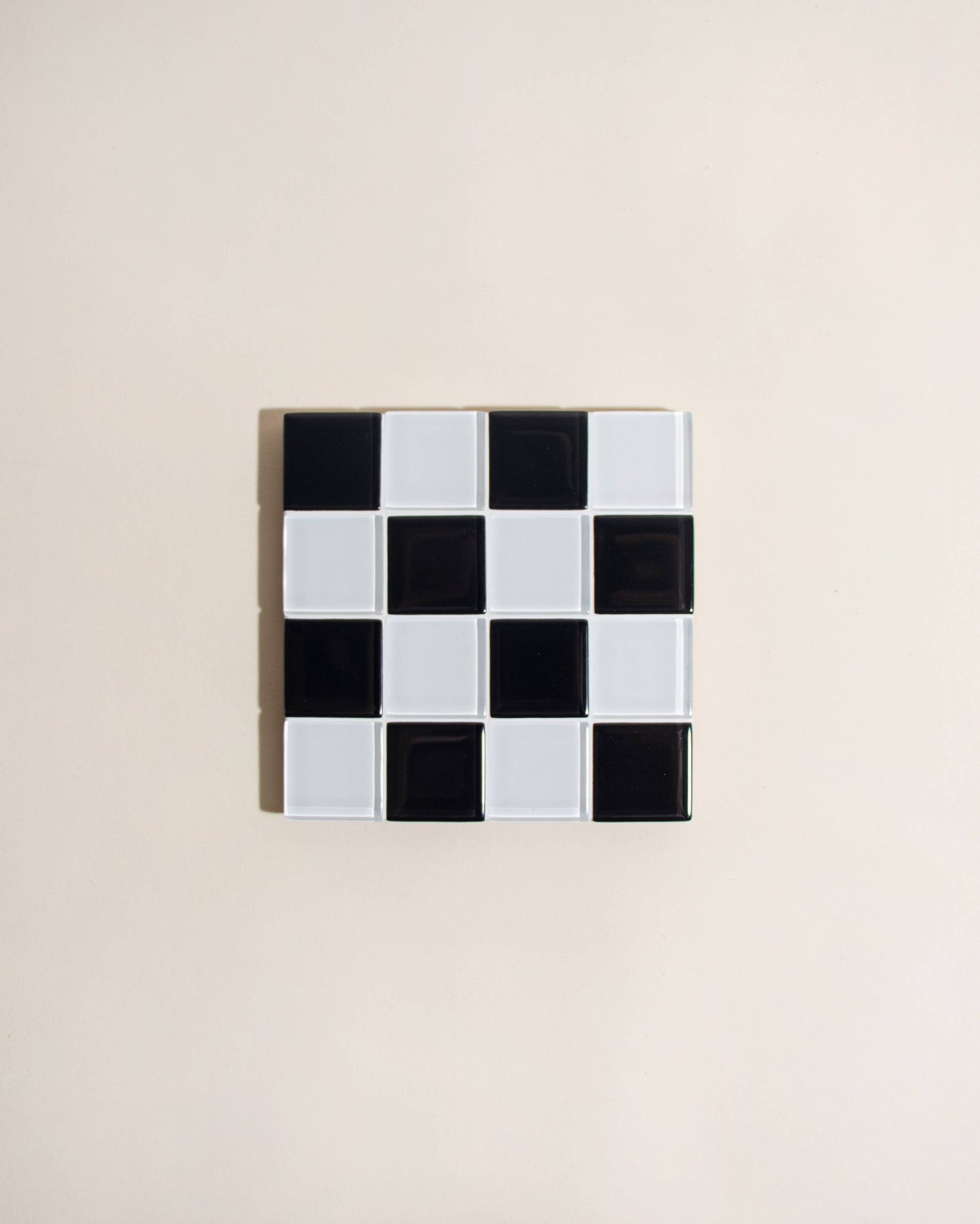 Glass Tile Coaster in Checkered