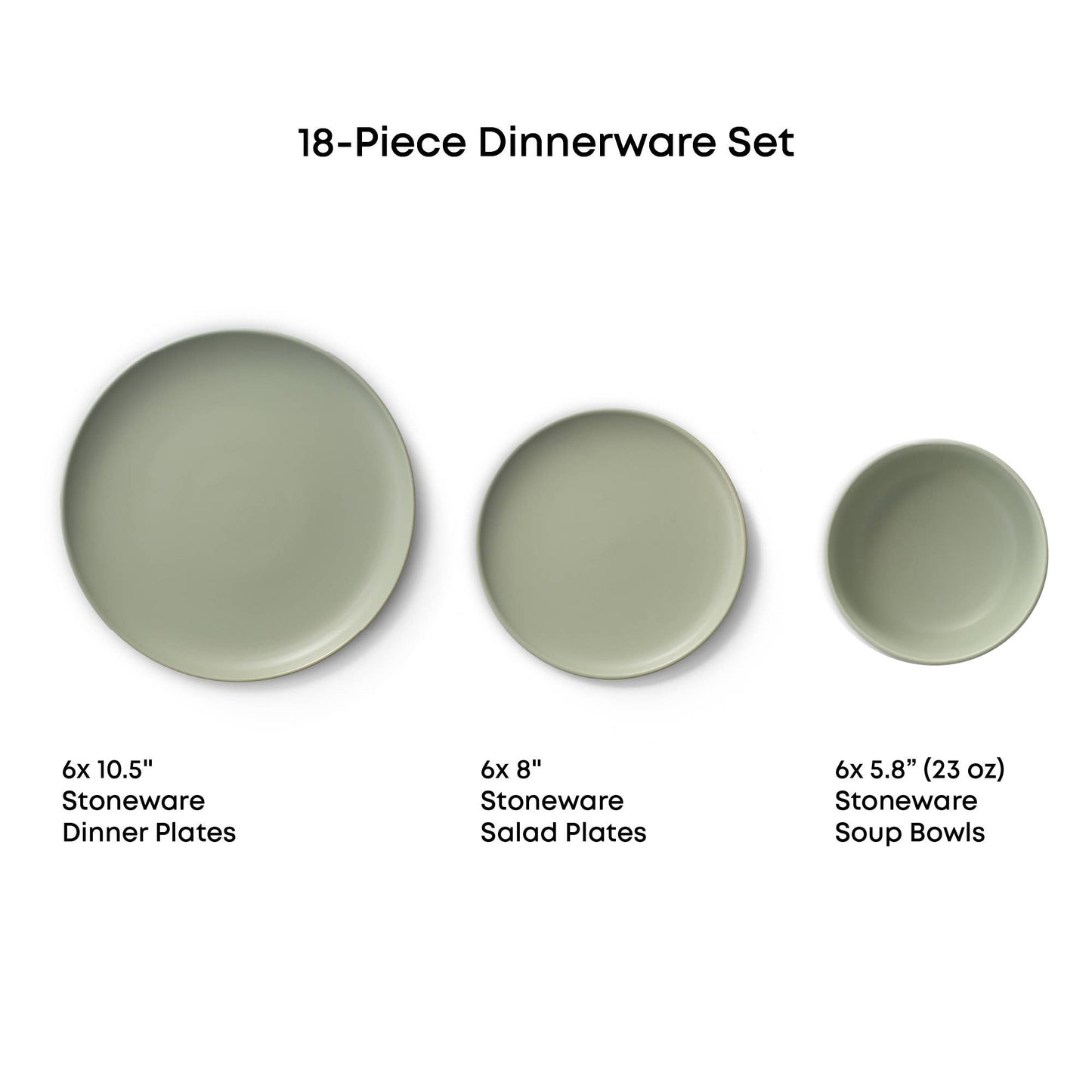 Matte Black 18-Piece Stoneware Dinnerware Set