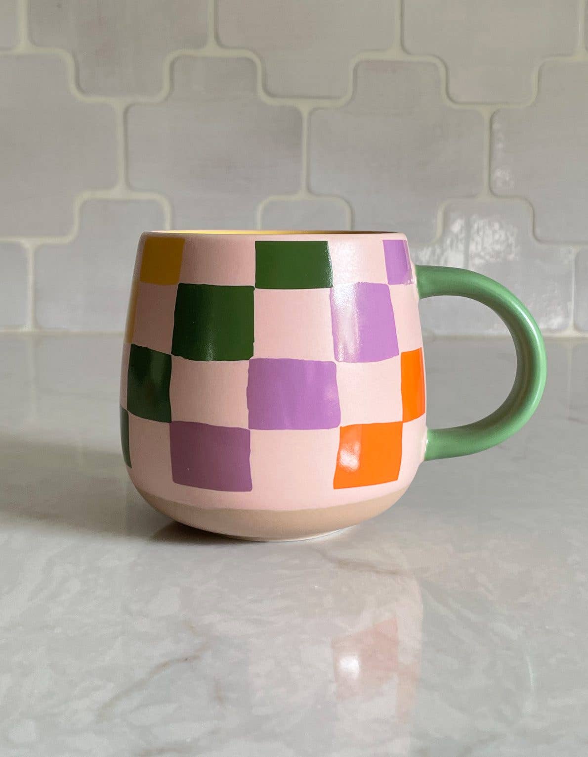 Ceramic Mug in Rainbow Checks