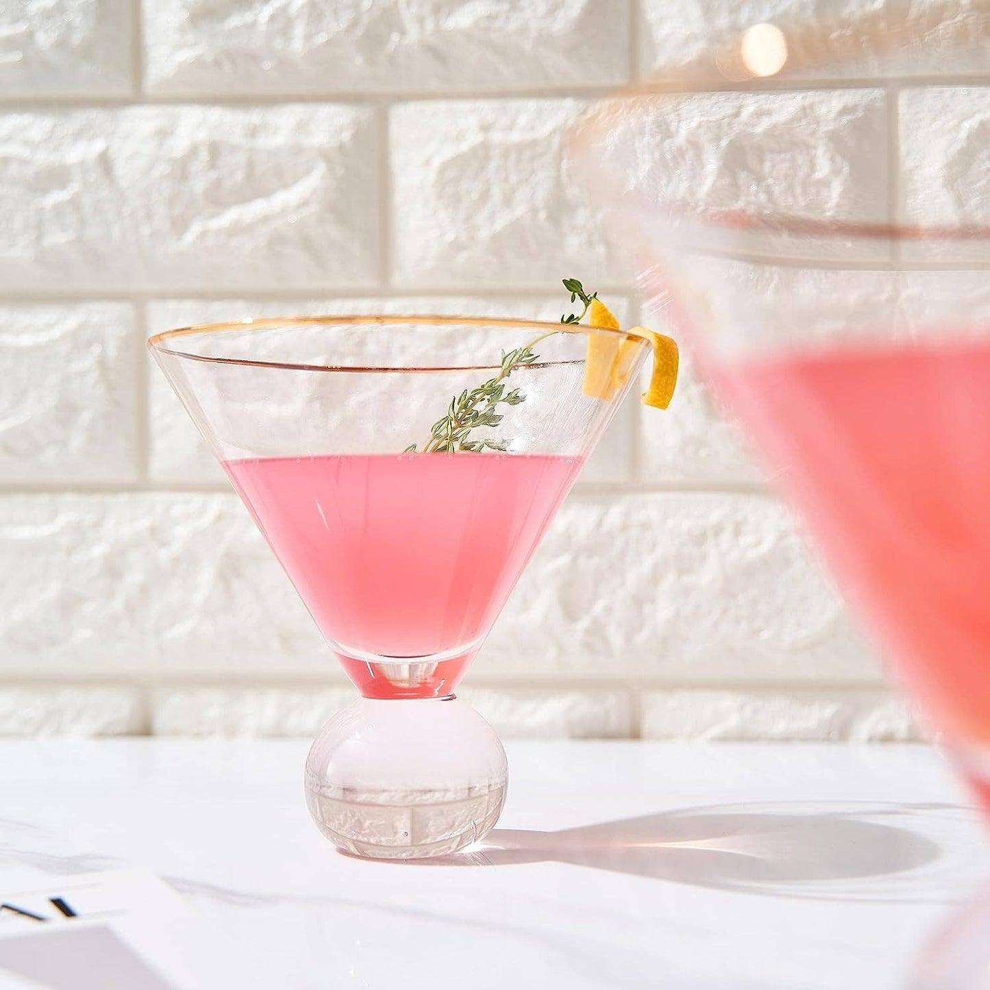 Bubble Blush Martini Glasses (Set of 2)