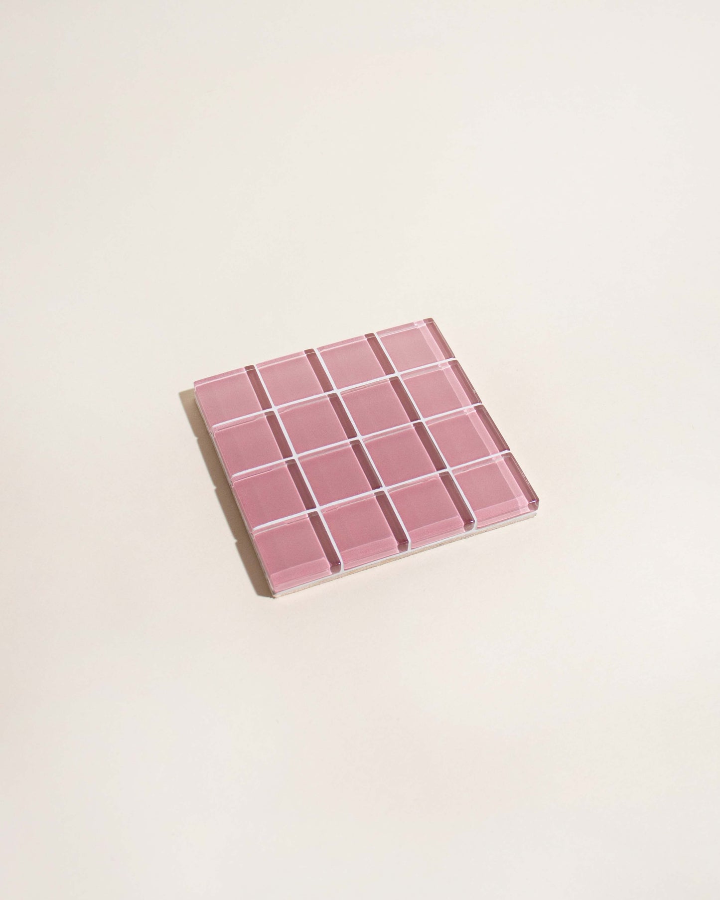 Glass Tile Coaster in Pink Rose