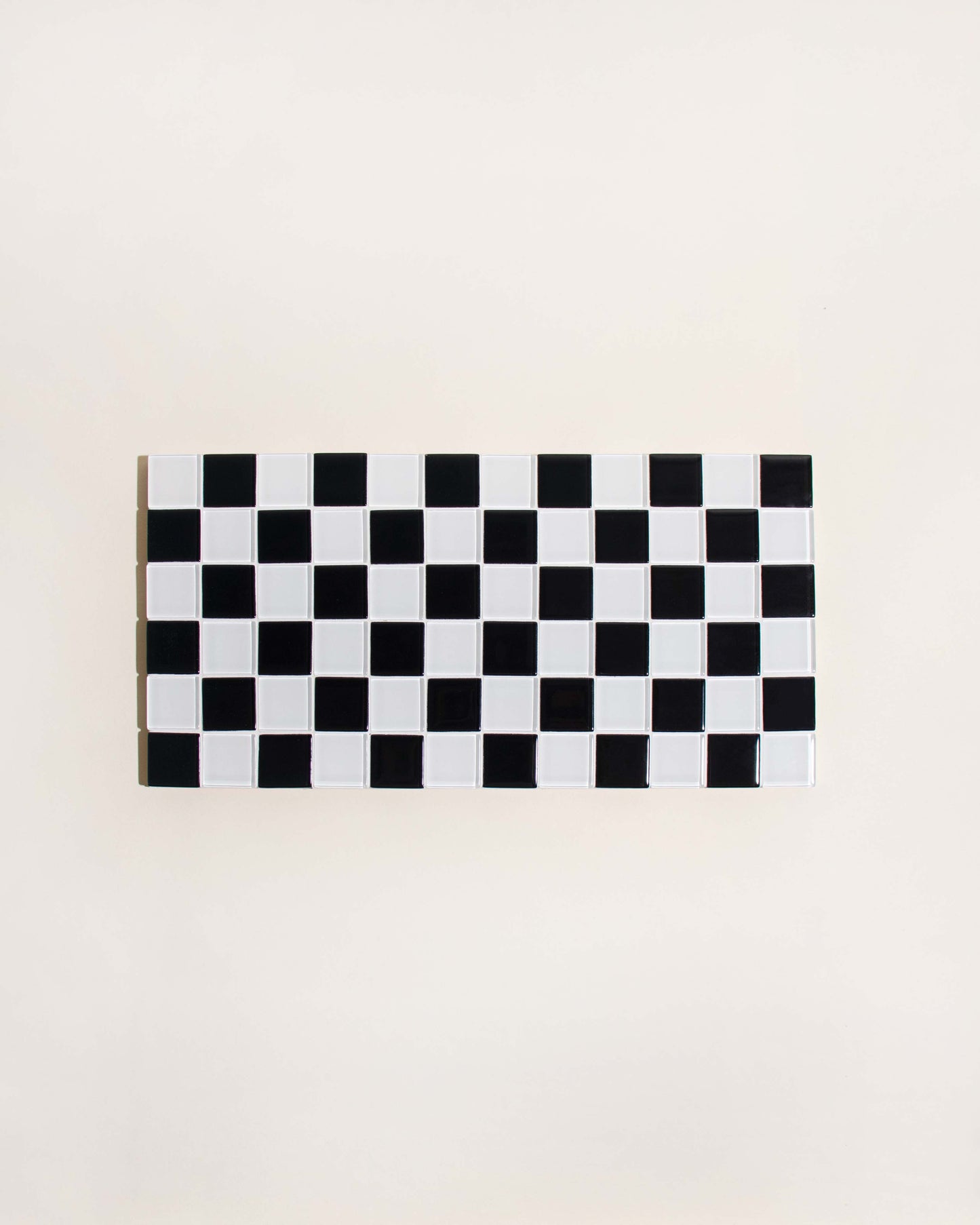 Glass Tile Decorative Tray in Black & White Checkered