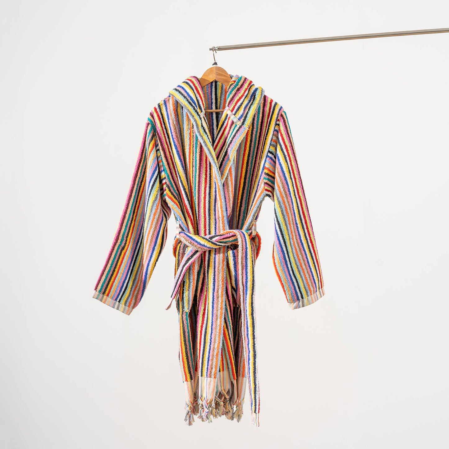 Turkish Cotton Bathrobe in Stripe Party