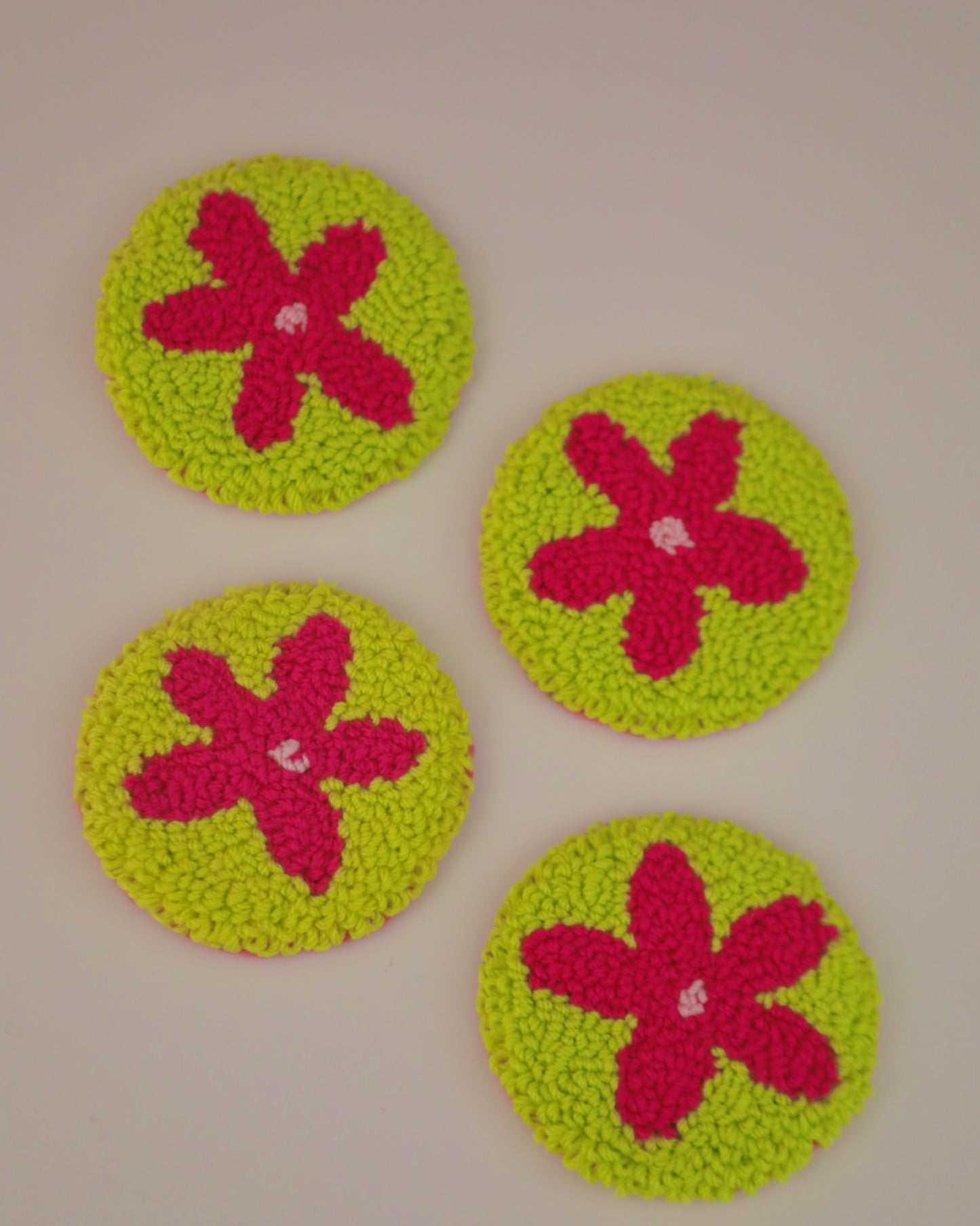 Floral Tufted Car Coasters (Multiple Colors)
