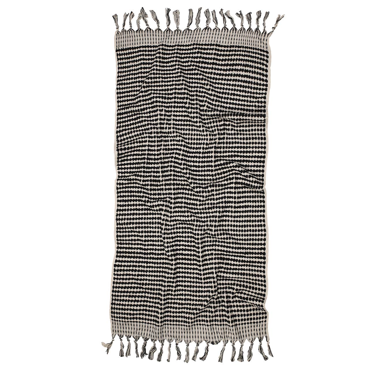 Pompom Bubble Bath Towels in Black and Creme