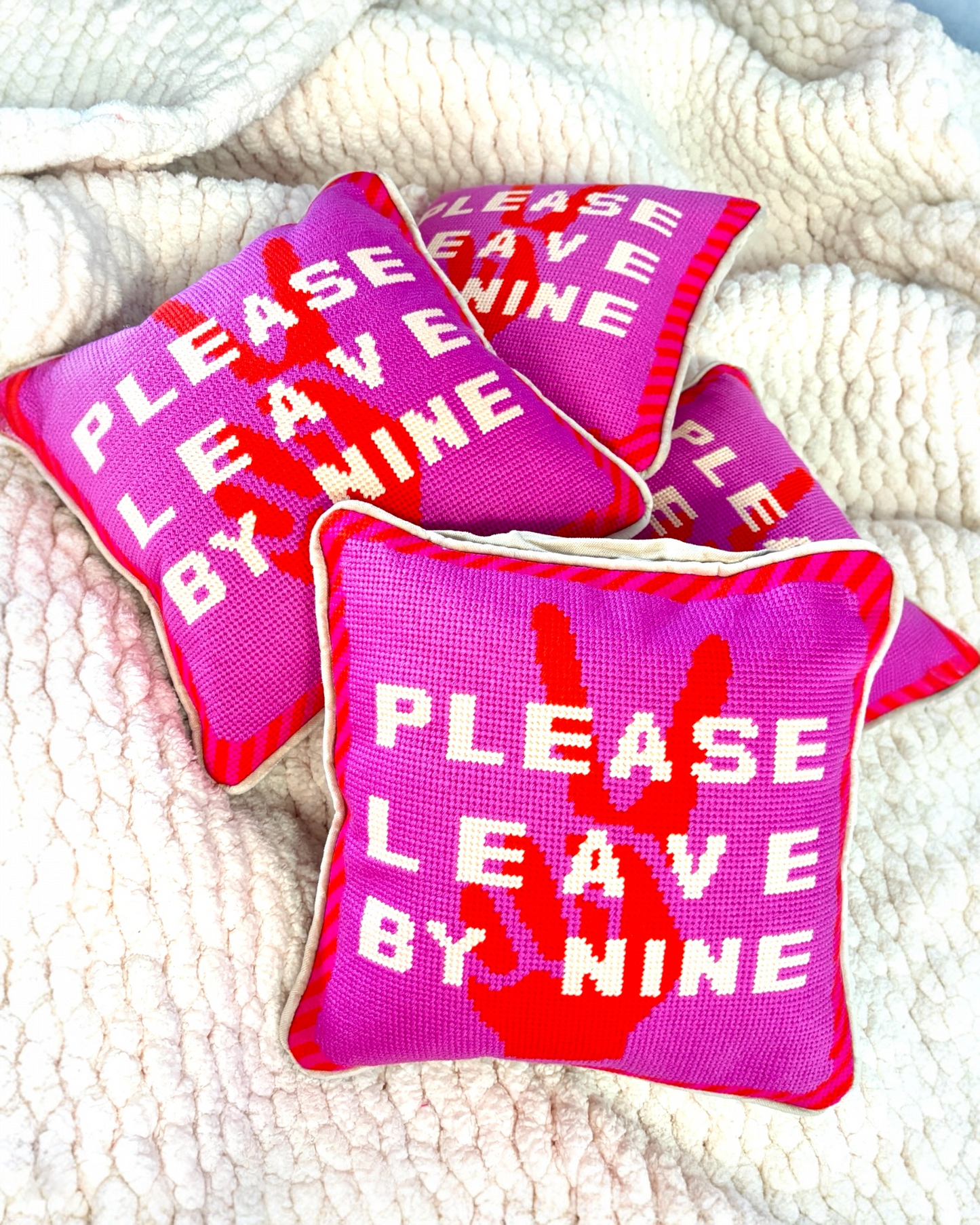 Leave by Nine Needlepoint Pillow