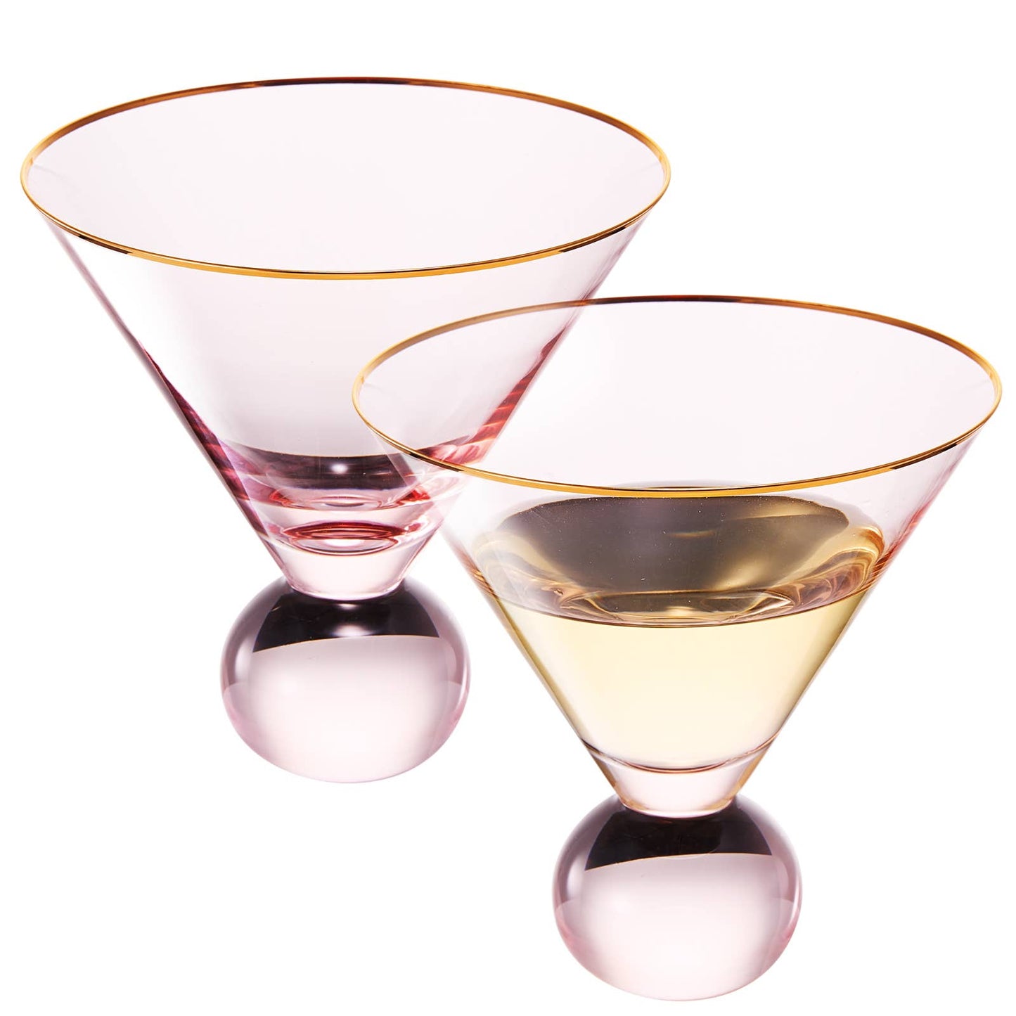 Bubble Blush Martini Glasses (Set of 2)