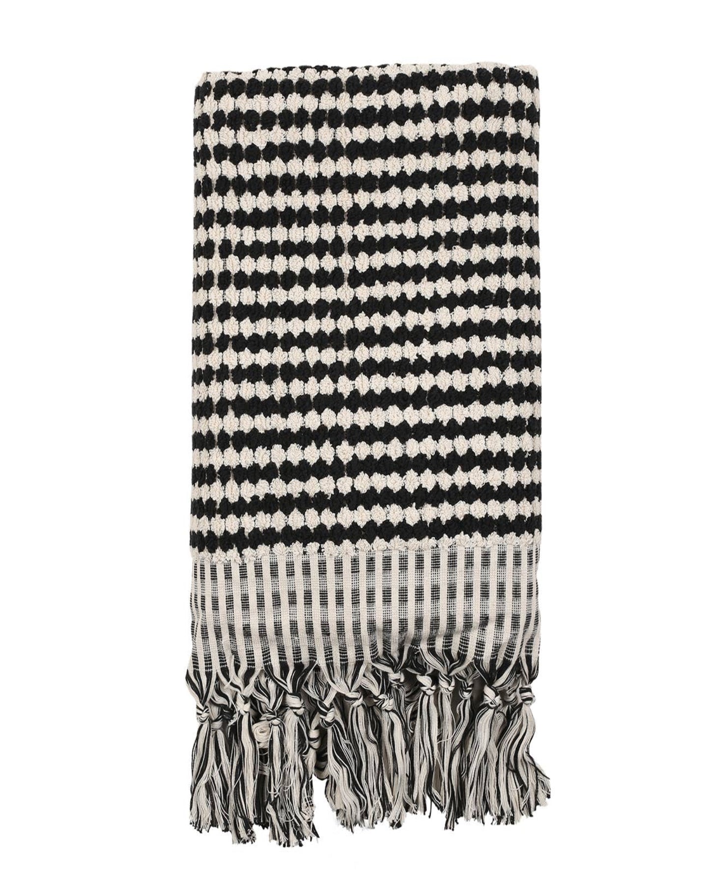 Pompom Bubble Bath Towels in Black and Creme