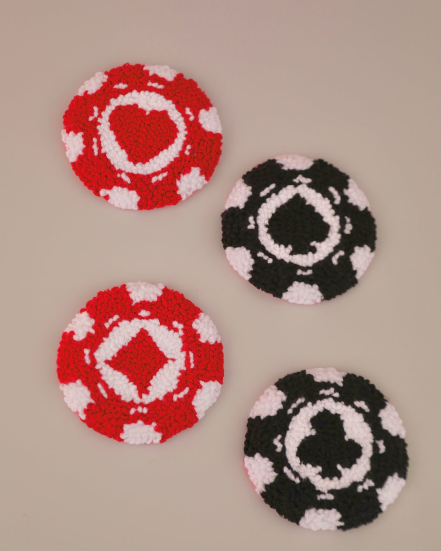 Casino Chip Tufted Coasters (Set of 4) Multiple Sizes
