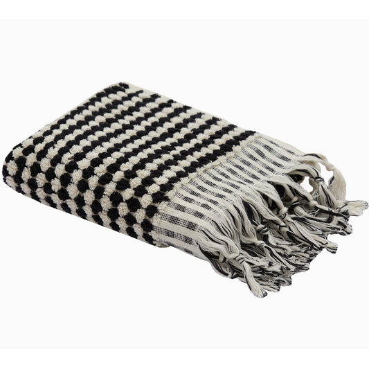 Pompom Bubble Hand Towels in Black and Cream