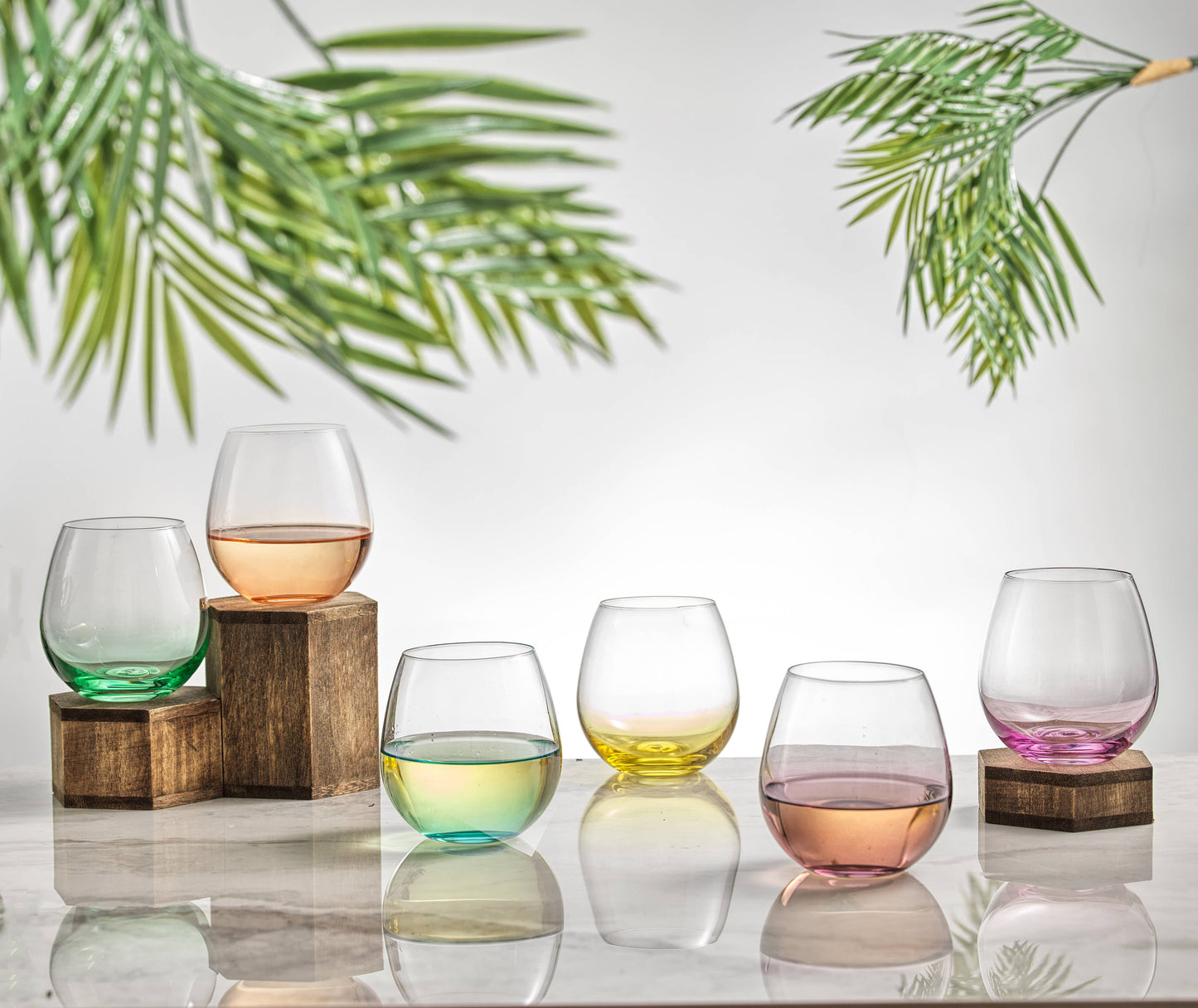 Stemless Colorful Wine Glasses (Set of 6)