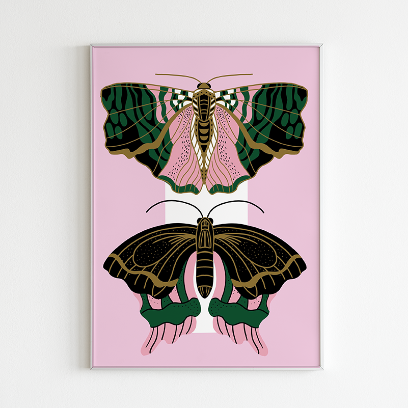 Deco Moths Art Print