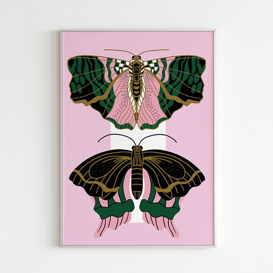 Deco Moths Art Print