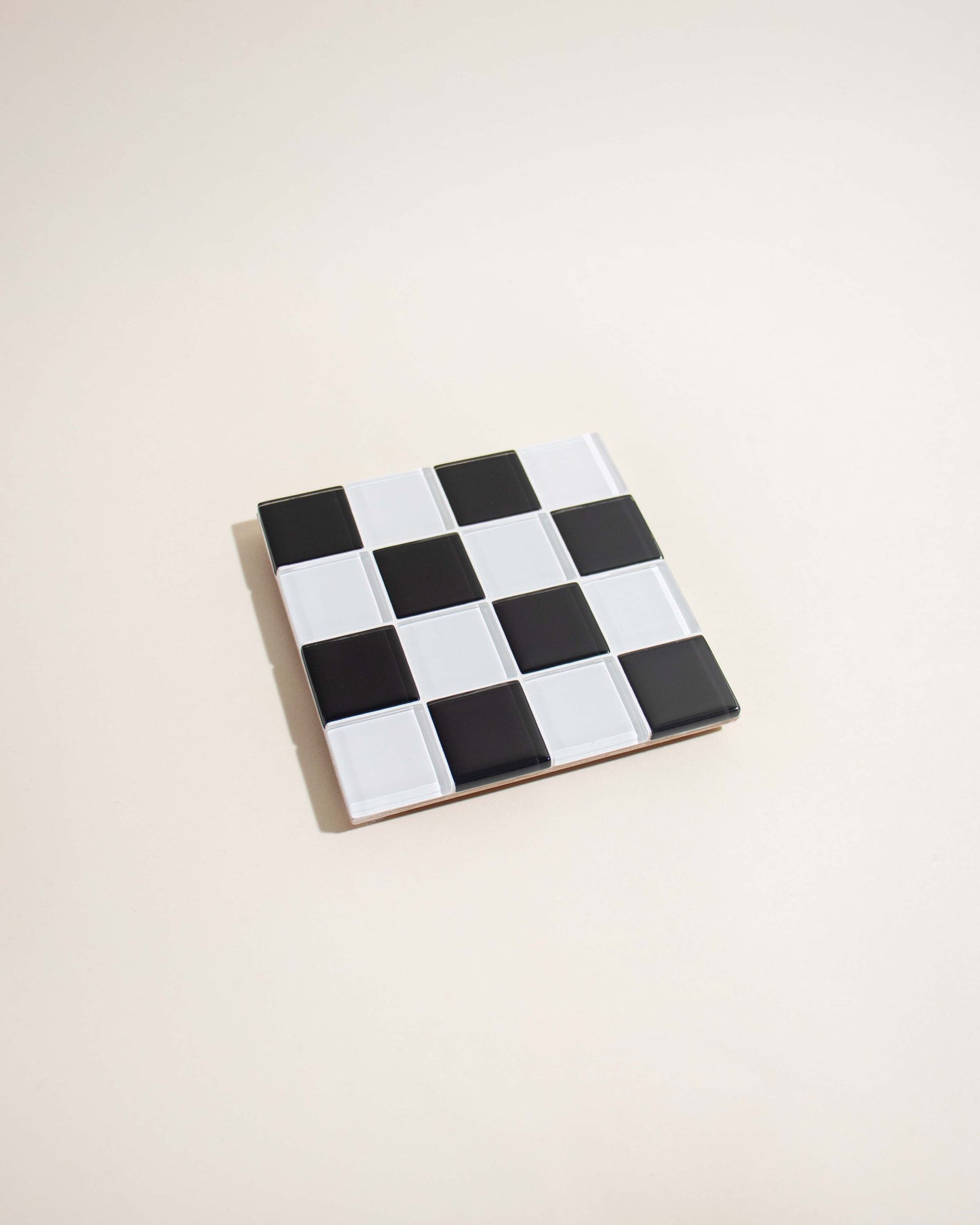 Glass Tile Coaster in Checkered