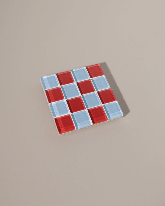Glass Tile Coaster in Cherry Blues