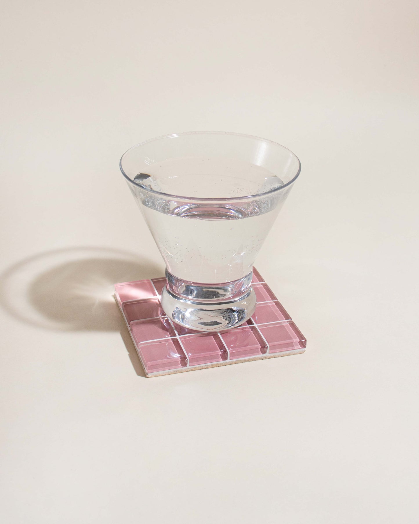 Glass Tile Coaster in Rosy Pink