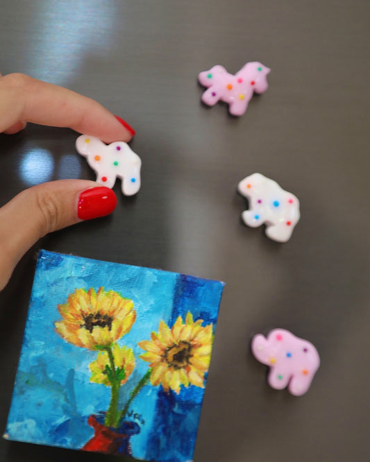 Frosted Animal Cracker Mini Magnets (Set of 4)