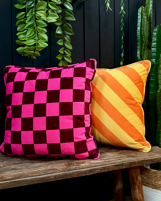 Helter Skelter Cushions in Raspberry Sorbet