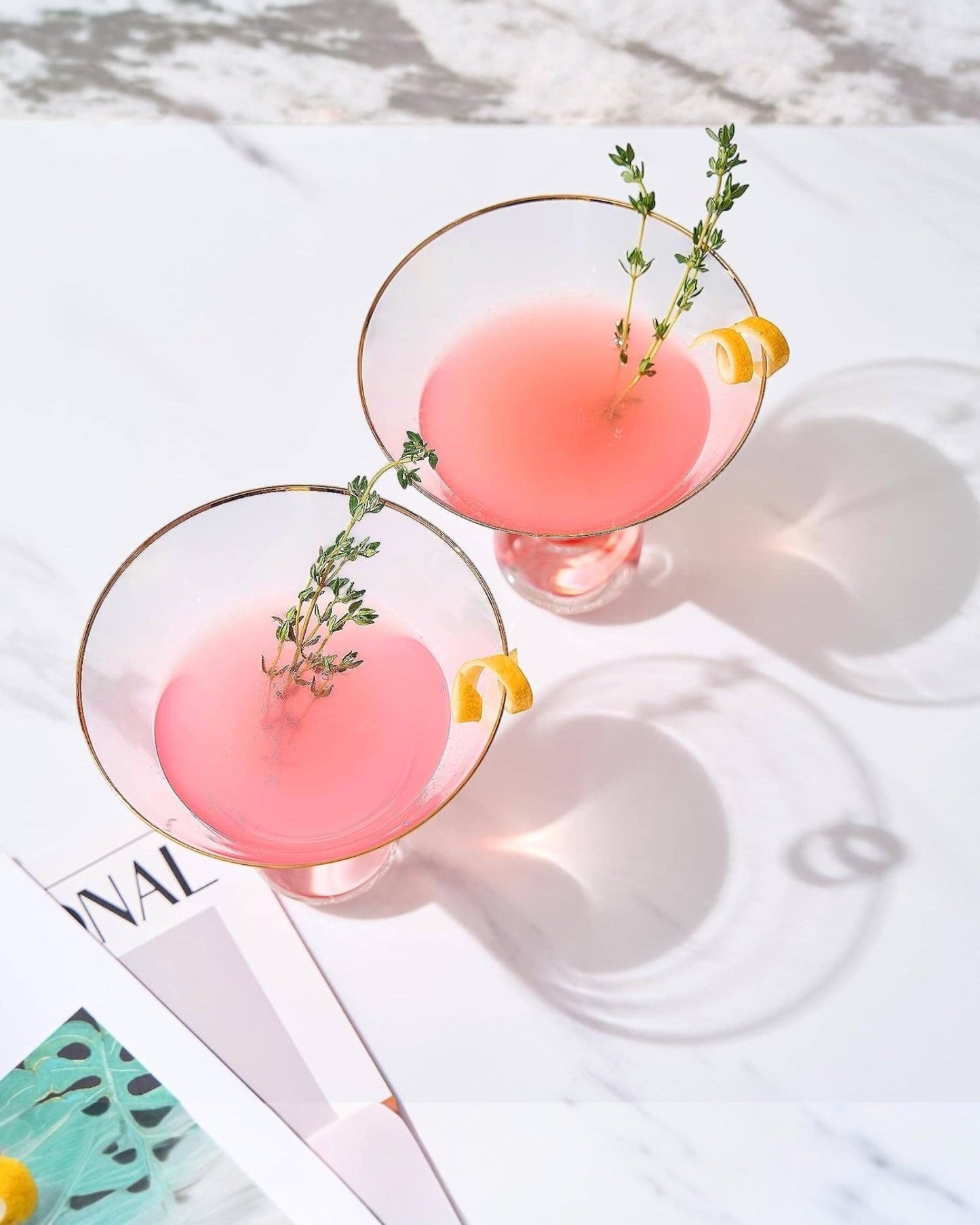 Bubble Blush Martini Glasses (Set of 2)
