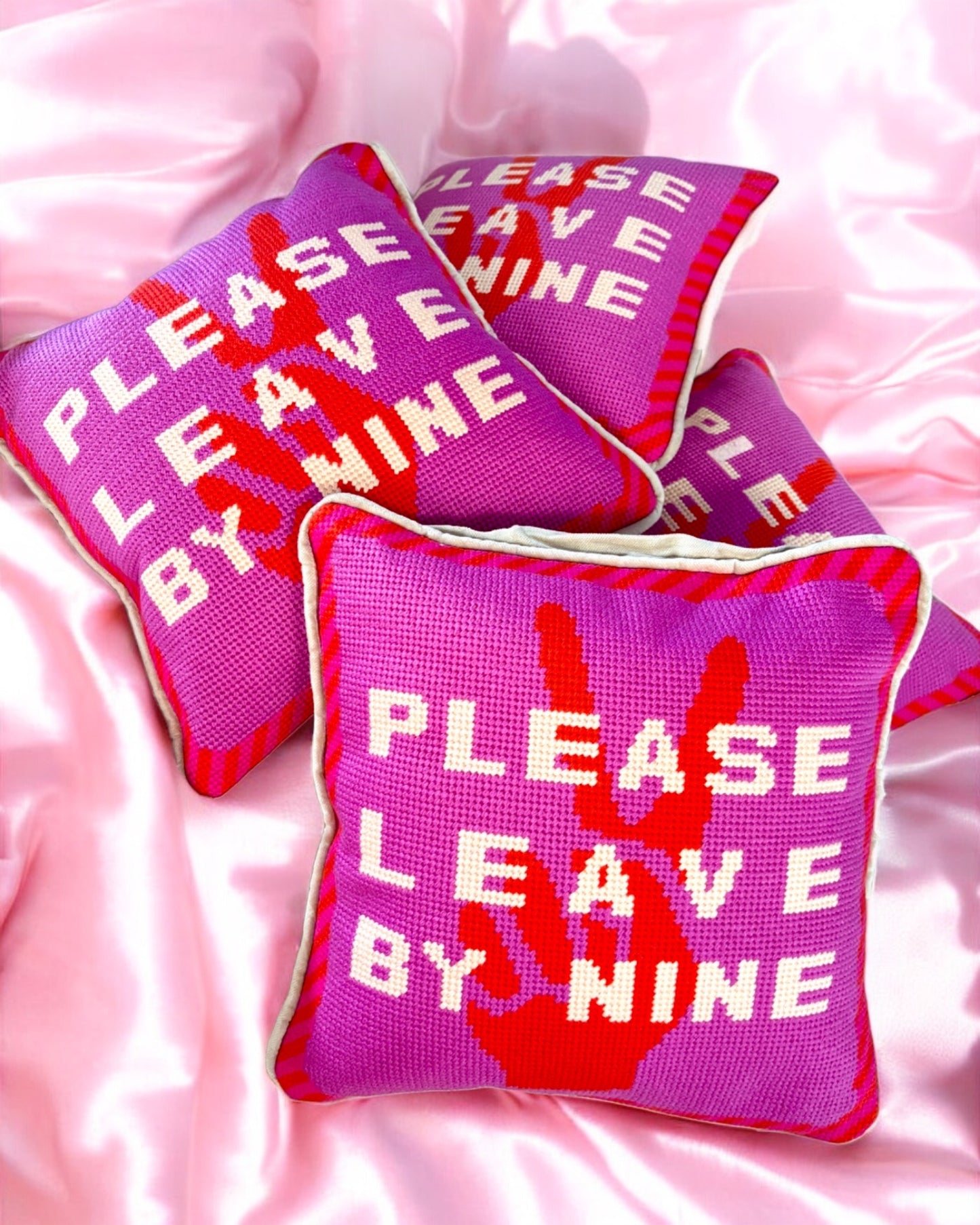 Leave by Nine Needlepoint Pillow