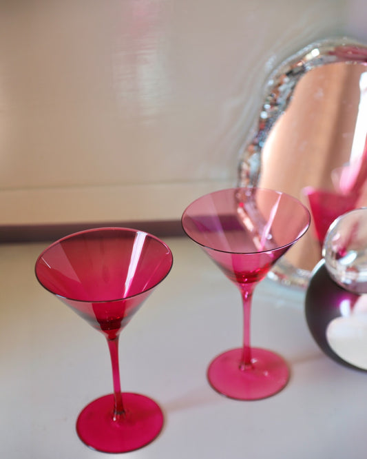 Hot Pink Martini Glasses (Set of 2)