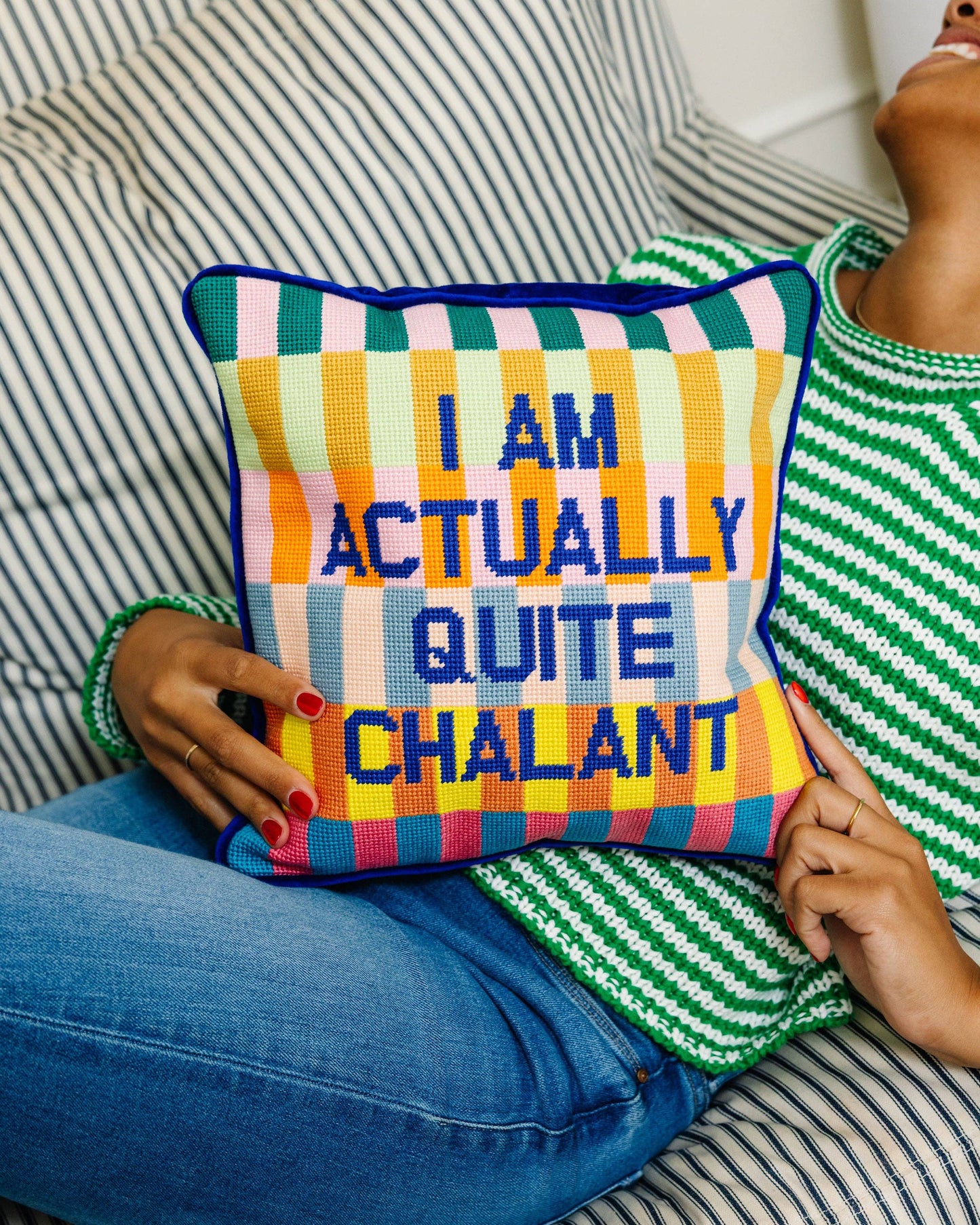 I Am Chalant Needlepoint Pillow