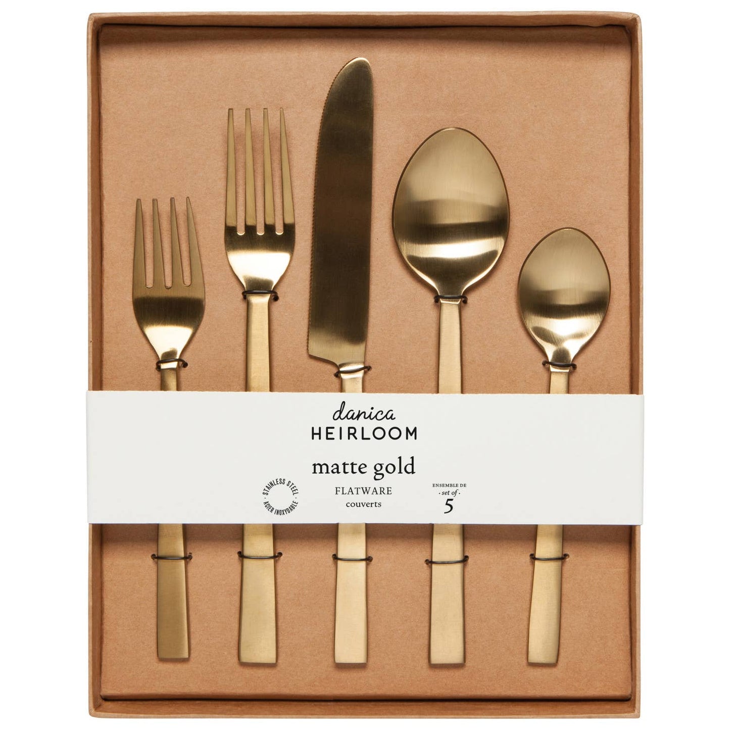 Matte Gold Edge Flatware (Set of 5)