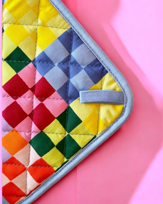 Rainbow Check Oven Mitt & Pot Holder Set