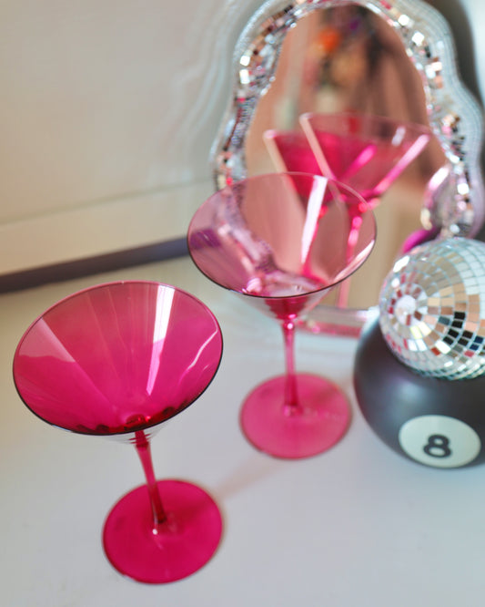 Hot Pink Martini Glasses (Set of 2)