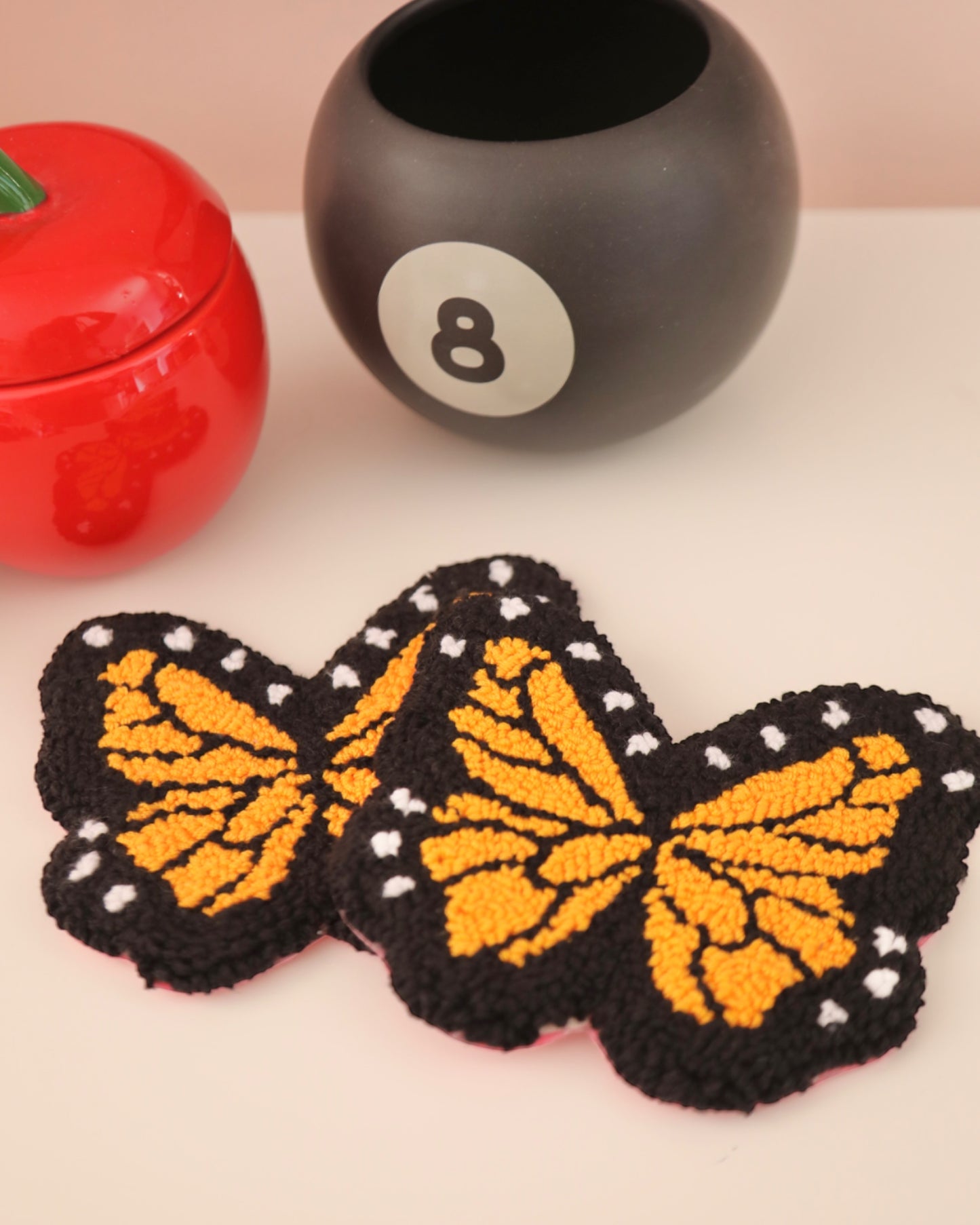 Monarch Butterfly Tufted Mug Rug (Set of 2)