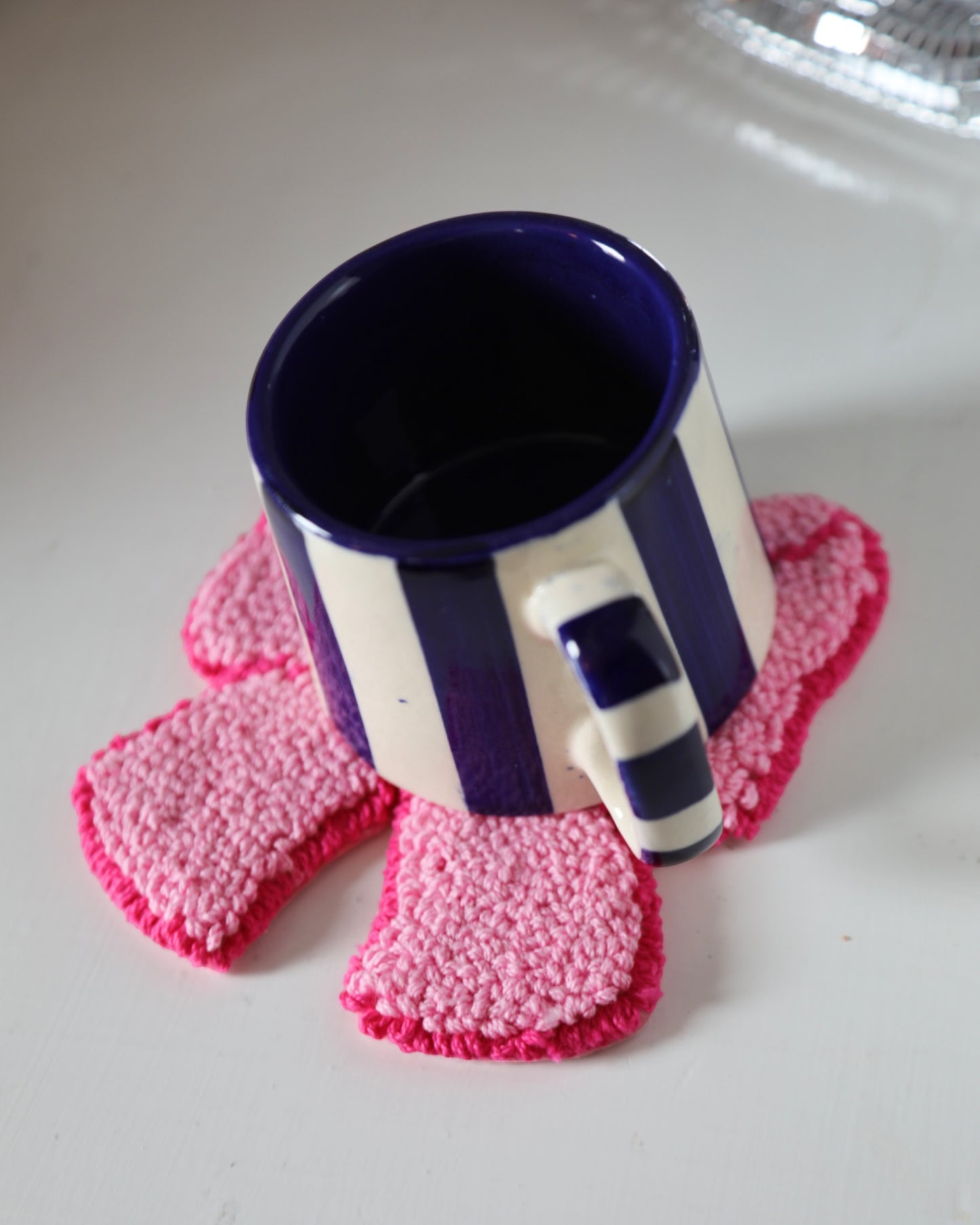 Pink Bow Tufted Mug Rug (Set of 2)