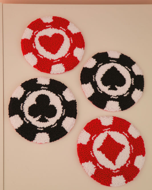 Casino Chip Tufted Coasters (Set of 4) Multiple Sizes