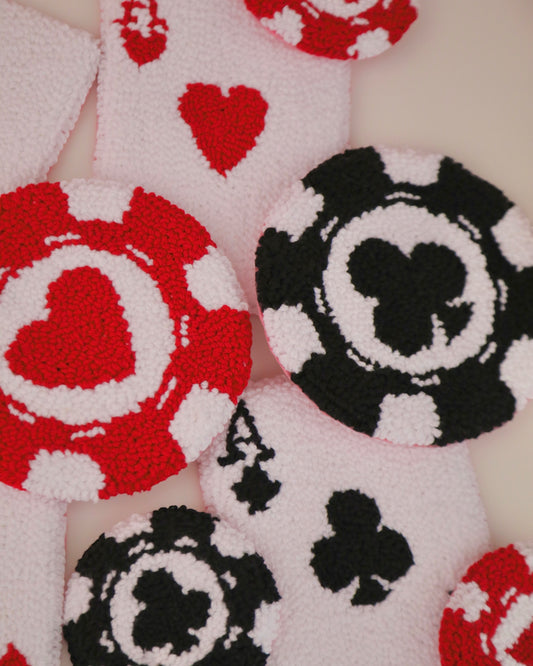 Casino Chip Tufted Coasters (Set of 4) Multiple Sizes