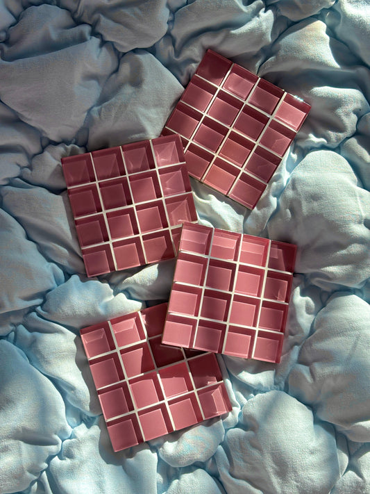 Glass Tile Coaster in Pink Rose