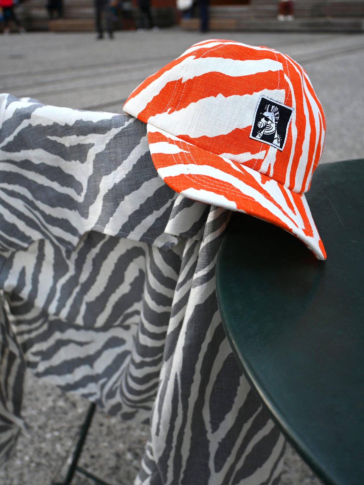 "Zebra Without a Cause" Linen Cap in Orange