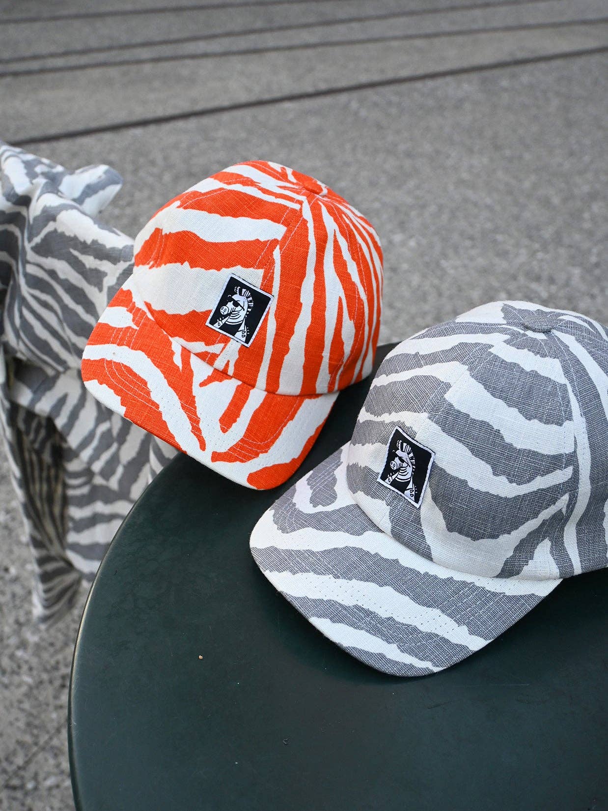 "Zebra Without a Cause" Linen Cap in Orange