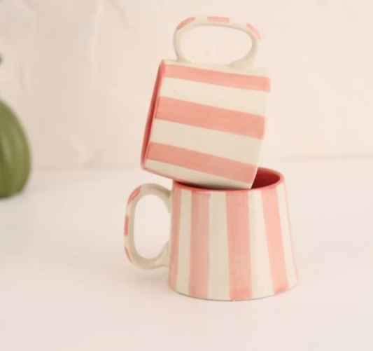 Ceramic Stripe Mug in Blush