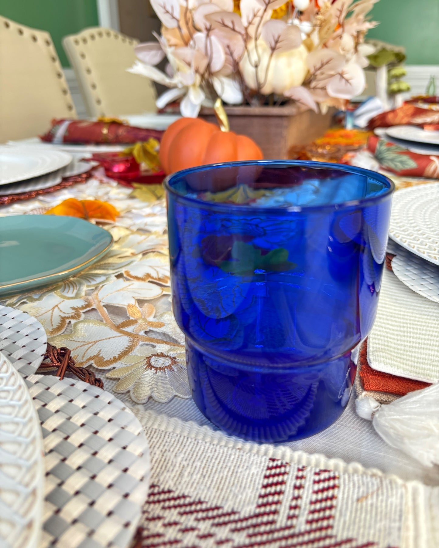 Stackable Drinking Glasses in Cobalt (Set of 4)