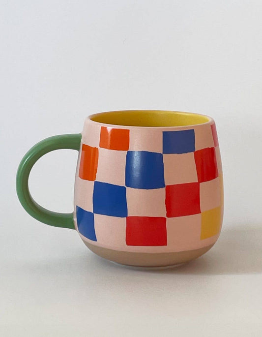 Ceramic Mug in Rainbow Checks