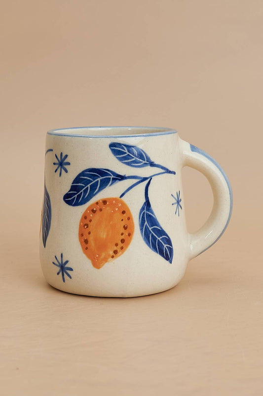 Stoneware Mug in Blue Lemon