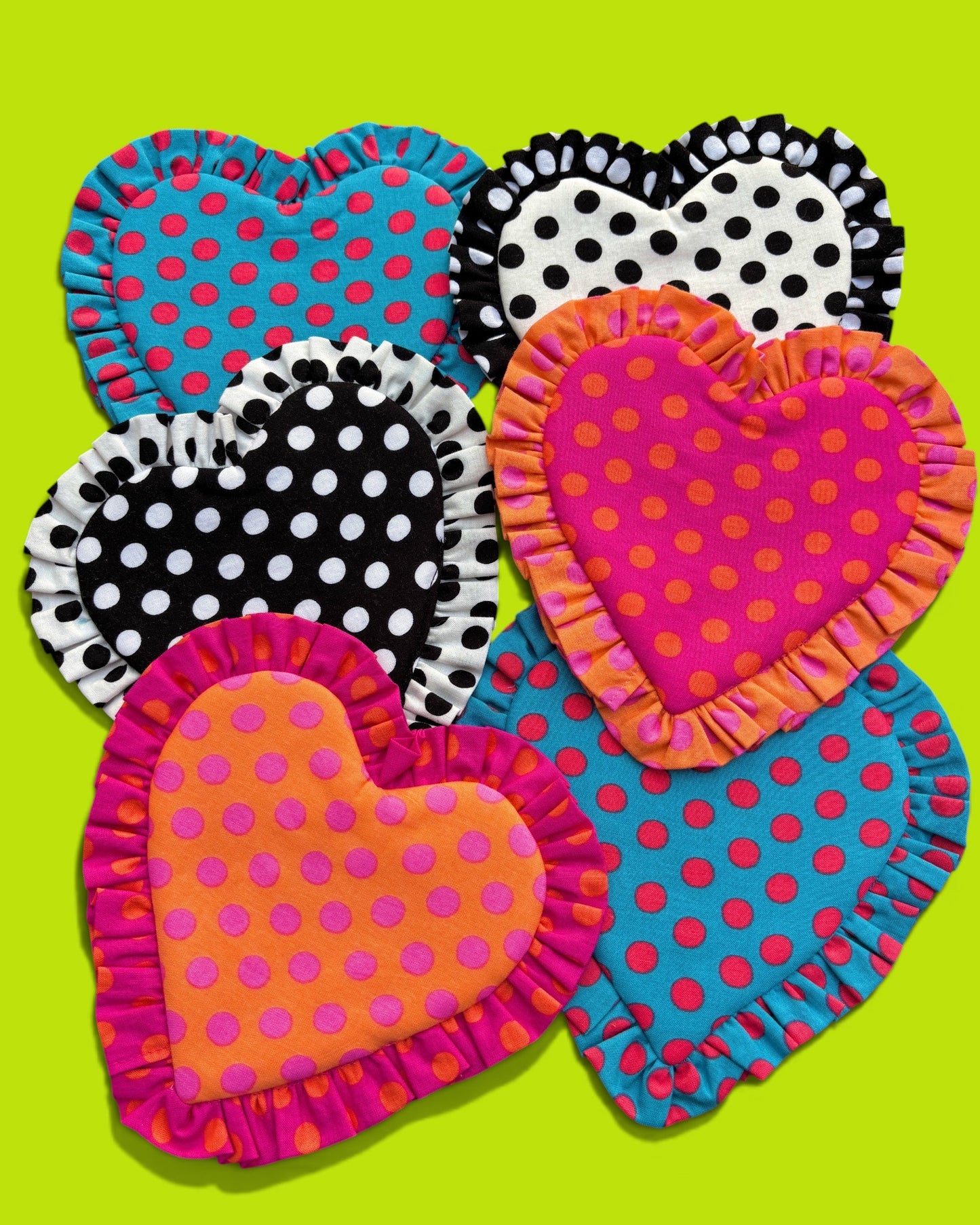 Heart Ruffle Coasters in Cherry Blues (Multiple Colors)