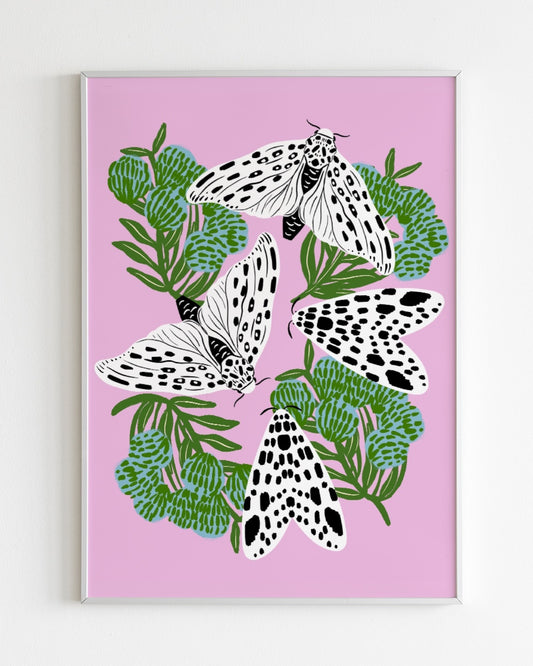 Giant Leopard Moths Art Print