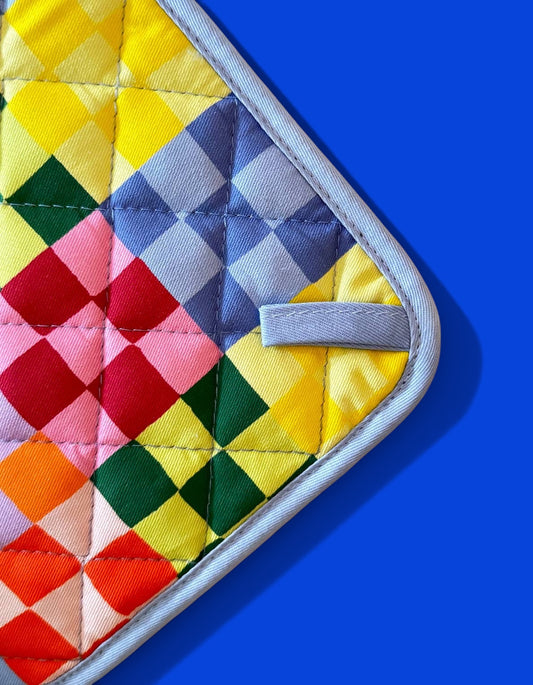 Rainbow Check Oven Mitt & Pot Holder Set